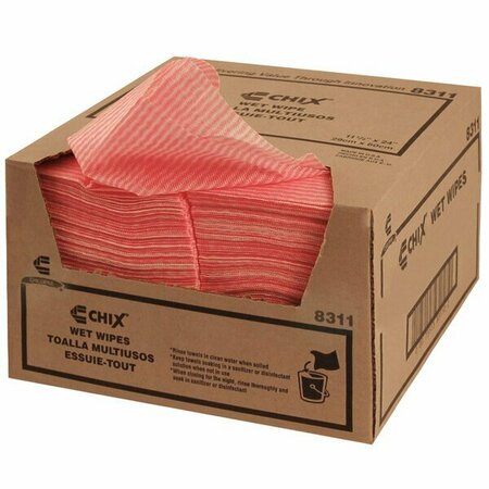 CHICOPEE 8311 Chix 11 1/2'' x 24'' Pink Standard-Duty Foodservice Wet Wiper - 200/Case, 200PK 2488311N